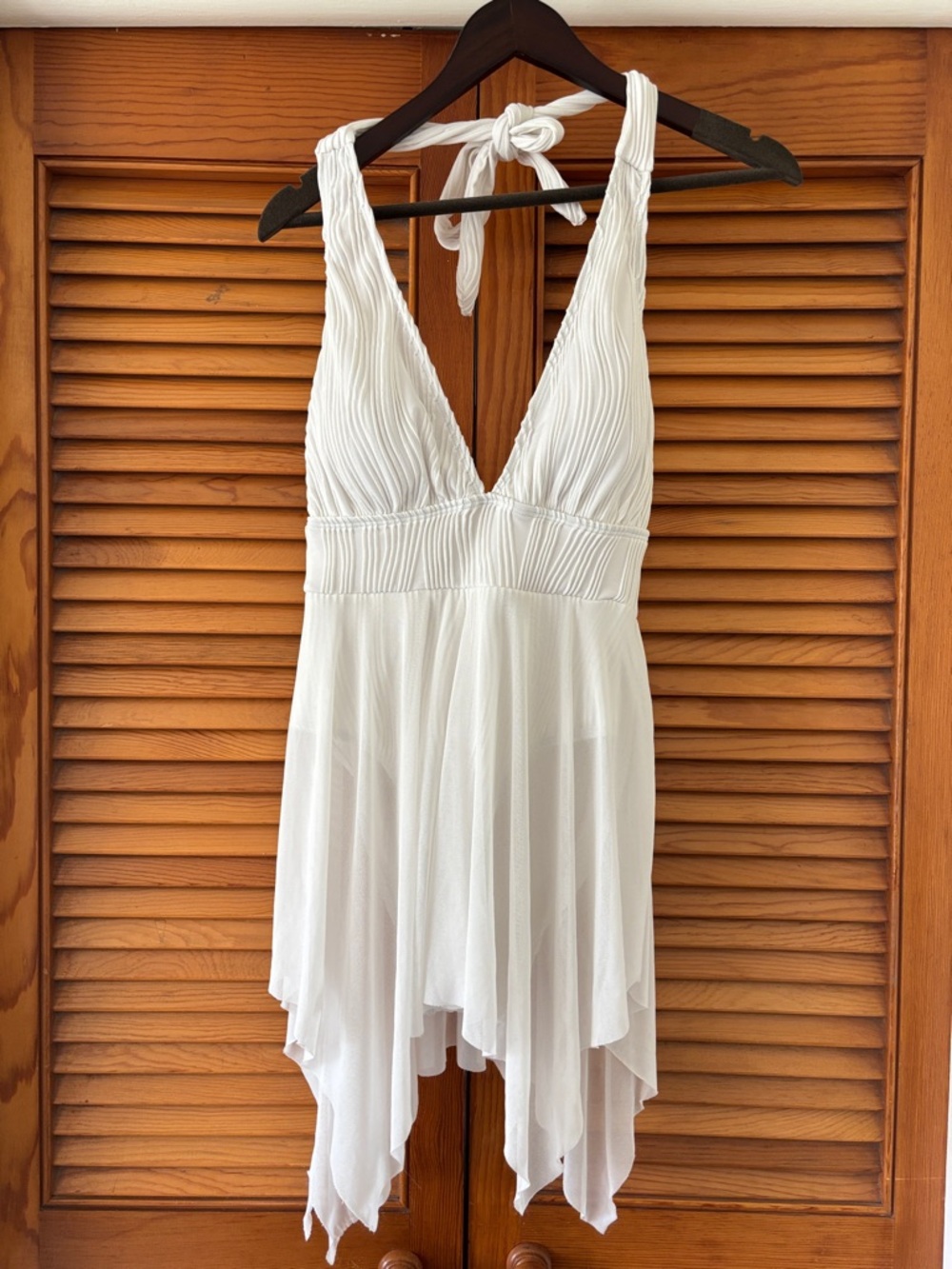 SHEIN White Halter One-Piece Swimsuit Dress